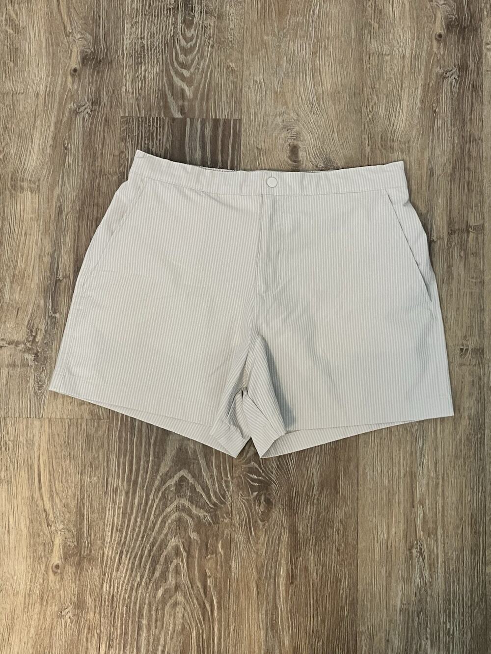 Abercrombie & Fitch Mens Medium Seersucker Lined Swim Trunks Shorts Beige